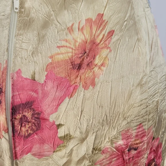 Vintage Gold and pink silky maxi skirt with floral print - Picture 5 of 15